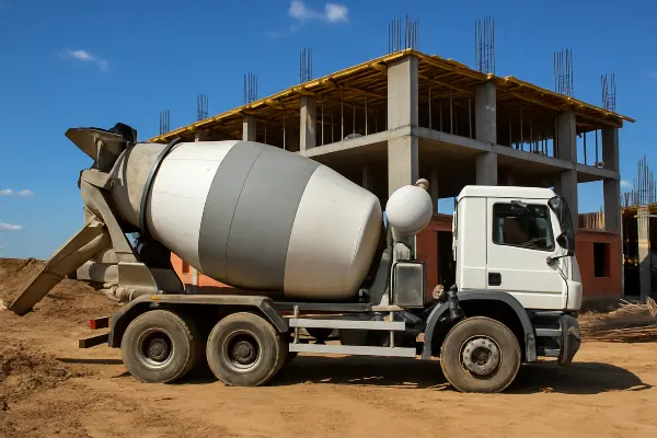a white cement truck from Houston Concrete Contractor in Houston, TX - concrete patio contractors