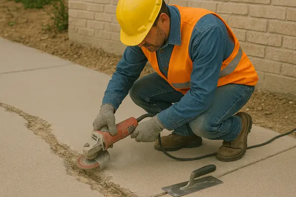 a male worker repairing a sidewalk from Houston Concrete Contractor in Houston, TX - concrete pouring