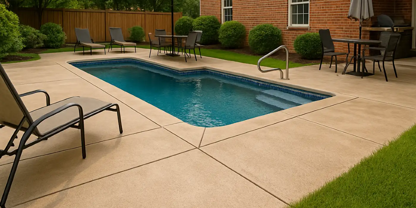 a swimming pool concrete deck from Houston Concrete Contractor in Houston, TX - Driveway Installation a swimming pool concrete deck from Houston Concrete Contractor in Houston, TX - Driveway Installation