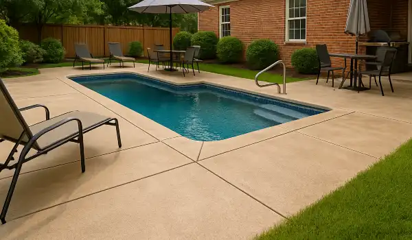 a swimming pool concrete deck from Houston Concrete Contractor in Houston, TX - Driveway Installation a swimming pool concrete deck from Houston Concrete Contractor in Houston, TX - Driveway Installation